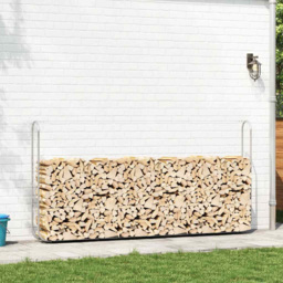 vidaXL Galvanised Steel Wire Silver Firewood Rack 300 x 25 x 150cm - Size: 150 x 25 x 300cm - Wilko - thumbnail 3