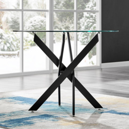 Furniturebox Arona Valera Glass 4 Seater Round Dining Set Black - Wilko - thumbnail 3