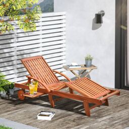 Outsunny Sun Lounger Foldable Recliner - Size: 85 x 70 x 195cm - Brown - Wilko