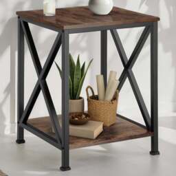 tectake Carlton Single Shelf Dark Wood Bedside Table - Brown - Wilko