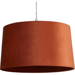 Lighting Collection Posner Burnt Orange Velvet Tapered Drum Lamp Shade 40cm - Size: 24 x 41 x 41cm - Wilko - thumbnail 1