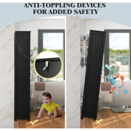 Costway 4 Door 2 Shelf Black Freestanding Storage Cabinet - Size: 60 x 30 x 163cm - Wilko - thumbnail 7