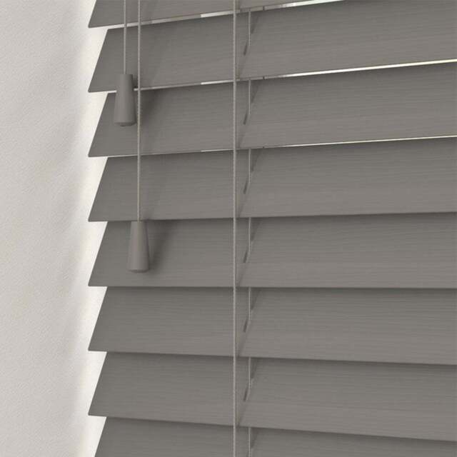Caecus Faux Wood String Venetian Blind Dark Grey 105 x 120cm - Wilko - image 1