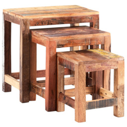 Brooklyn Camea Wooden Nest of Tables Set of 3 - Brown - Wilko - thumbnail 3