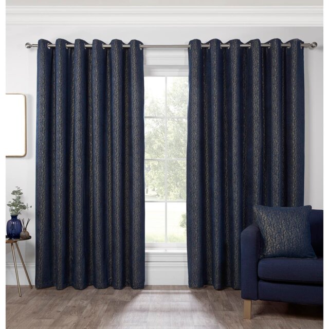 Nova Eyelet Curtain - Navy/168cm/137cm - Size: W 168 x D 137cm - Wilko - image 1