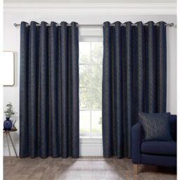Nova Eyelet Curtain - Navy/168cm/137cm - Size: W 168 x D 137cm - Wilko - thumbnail 1