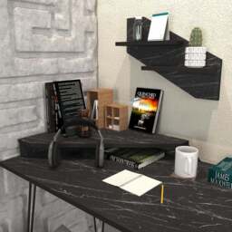 Decorotika Desalvo Single Shelf Black Marble Effect Computer Desk - Size: 75 x 120 x 60cm - Wilko - thumbnail 4