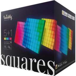 Twinkly Squares 64 RGB LED Smart Panel Light 6 Pack - Size: 22 x 18.5 x 18.5cm - Black - Wilko