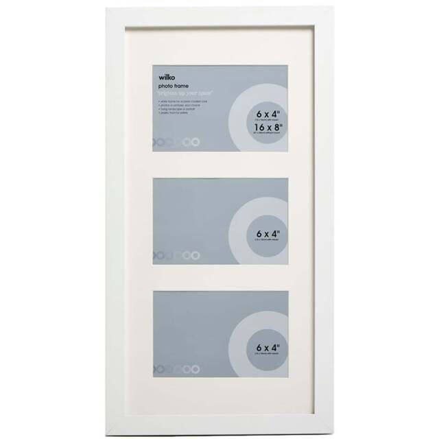 Wilko 16 x 8 i3 Multi Aperture White Photo Frame 6 x 4 Inch