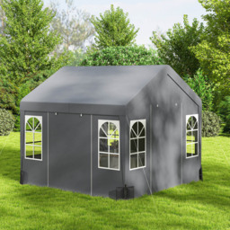 Outsunny 3 x 3m Grey Cathedral Style Gazebo with Sidewalls - Wilko - thumbnail 6