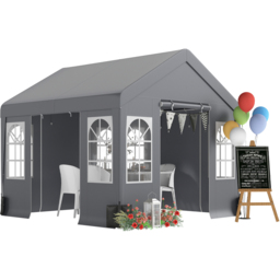 Outsunny 3 x 3m Grey Cathedral Style Gazebo with Sidewalls - Wilko - thumbnail 3