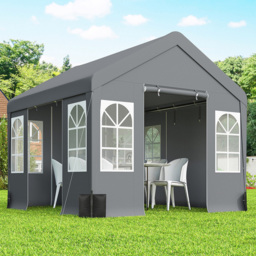 Outsunny 3 x 3m Grey Cathedral Style Gazebo with Sidewalls - Wilko