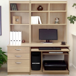 R White Cabinets 3 Drawer Set-17 Computer Desk with Bookcase and Printer Shelf Brown - Size: 182.8 x 132.9 x 54cm - Wilko