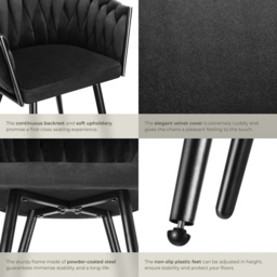 Tectake Astana Set of 6 Black Dining Chair - Wilko - thumbnail 5