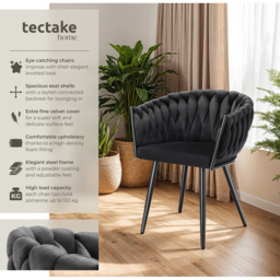 Tectake Astana Set of 6 Black Dining Chair - Wilko - thumbnail 6