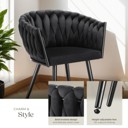 Tectake Astana Set of 6 Black Dining Chair - Wilko - thumbnail 4