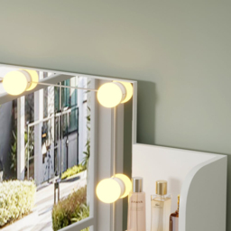 FurnitureHMD Single Drawer 4 Shelf White Wooden Dressing Table with LED Mirror - Size: 140 x 85 x 40cm - Wilko - thumbnail 5