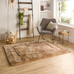Origins Frame Latte Rug 120 x 170cm - Size: 120 x 170 x 2.5cm - Brown - Wilko - thumbnail 3