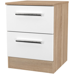 Crowndale Contrast 2 Drawer White Matt and Bardolino Oak Compact Bedside Cabinet Ready Assembled - White Matt & Bardolino Oak - Wilko - thumbnail 5