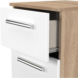 Crowndale Contrast 2 Drawer White Matt and Bardolino Oak Compact Bedside Cabinet Ready Assembled - White Matt & Bardolino Oak - Wilko - thumbnail 7