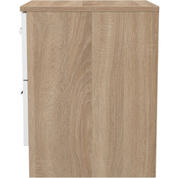 Crowndale Contrast 2 Drawer White Matt and Bardolino Oak Compact Bedside Cabinet Ready Assembled - White Matt & Bardolino Oak - Wilko - thumbnail 4