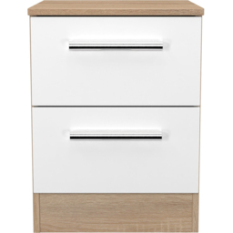 Crowndale Contrast 2 Drawer White Matt and Bardolino Oak Compact Bedside Cabinet Ready Assembled - White Matt & Bardolino Oak - Wilko - thumbnail 3