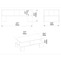 Decorotika Evans Single Shelf White Coffee Table - Size: 46.8 x 120 x 60cm - Wilko - thumbnail 7