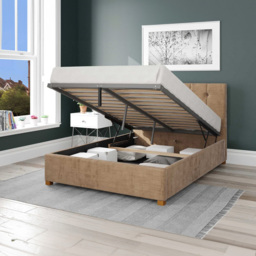 Aspire Hepburn King Size Champagne Firenze Velour Ottoman Bed - Cream - Aspire Beds - Wilko - thumbnail 3