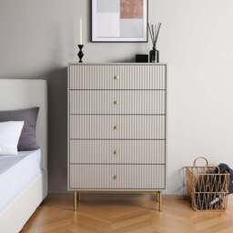 Devon 5 Drawer Grey Chest of Drawers - Home Garden Direct - Wilko - thumbnail 4
