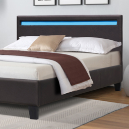 Comfy Living Single Brown Faux Leather Bed Frame with LED Strip - Wilko - thumbnail 3