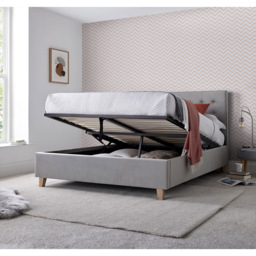 Kingham Double Grey Velvet Ottoman Bed - Bedmaster - Wilko - thumbnail 3