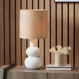 Pacific Lifestyle Aaliyah White Curved Bottle Ceramic Table Lamp - Wilko - thumbnail 3