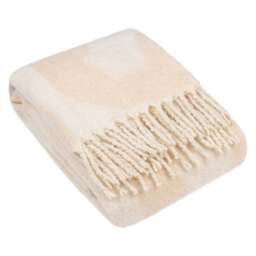 Hoem Meta Marshmallow Jacquard Tasselled Throw 130 x 180cm - Size: 180 x 130cm - Cream - Wilko
