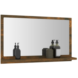 vidaXL Single Shelf Smoked Oak Bathroom Mirror - Size: 37 x 60 x 10.5cm - Brown - Wilko - thumbnail 6