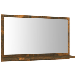 vidaXL Single Shelf Smoked Oak Bathroom Mirror - Size: 37 x 60 x 10.5cm - Brown - Wilko