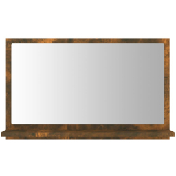 vidaXL Single Shelf Smoked Oak Bathroom Mirror - Size: 37 x 60 x 10.5cm - Brown - Wilko - thumbnail 4