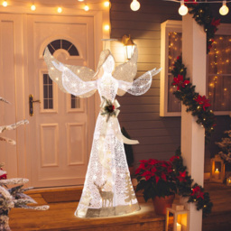 Costway 100 LED Lighted Angel Christmas Decoration 4.9ft - Size: 150 x 45 x 103cm - White,Gold - Wilko - thumbnail 5