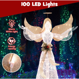 Costway 100 LED Lighted Angel Christmas Decoration 4.9ft - Size: 150 x 45 x 103cm - White,Gold - Wilko - thumbnail 7