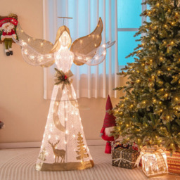 Costway 100 LED Lighted Angel Christmas Decoration 4.9ft - Size: 150 x 45 x 103cm - White,Gold - Wilko - thumbnail 4