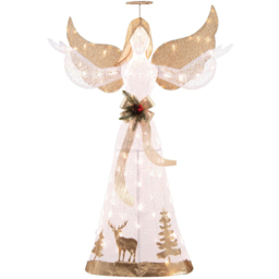 Costway 100 LED Lighted Angel Christmas Decoration 4.9ft - Size: 150 x 45 x 103cm - White,Gold - Wilko - thumbnail 3