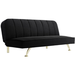 Burlington Single Sleeper Black Velvet Brushed Gold Sofa Bed - LPD Home - Wilko - thumbnail 3