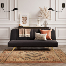 Burlington Single Sleeper Black Velvet Brushed Gold Sofa Bed - LPD Home - Wilko - thumbnail 7