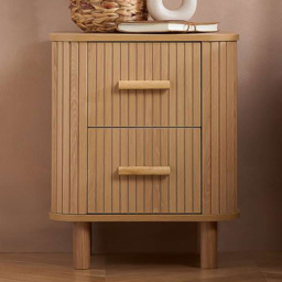 Birlea Axel 2 Drawer Fluted Bedside Table - Brown - Wilko - thumbnail 7