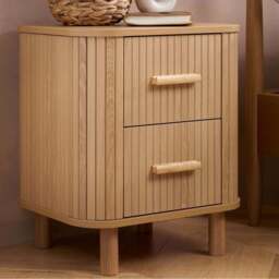 Birlea Axel 2 Drawer Fluted Bedside Table - Brown - Wilko - thumbnail 1