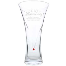 Personalised Memento Personalised Ruby Anniversary Large Hand Cut Diamante Heart Vase - Size: 1.4 x 2.5 x 1.4cm - Clear - Wilko - thumbnail 1