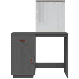 vidaXL Single Door Single Drawer Grey Solid Wood Pine Dressing Table with LED Mirror - Size: 133.5 x 95 x 50cm - Wilko - thumbnail 7