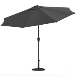 Living and Home Dark Grey Solar LED Crank and Tilt Parasol with Resin Woven Base 3m - Wilko - thumbnail 4