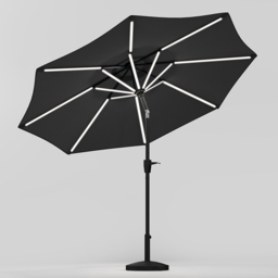 Living and Home Dark Grey Solar LED Crank and Tilt Parasol with Resin Woven Base 3m - Wilko - thumbnail 5