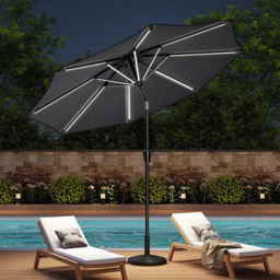 Living and Home Dark Grey Solar LED Crank and Tilt Parasol with Resin Woven Base 3m - Wilko - thumbnail 3