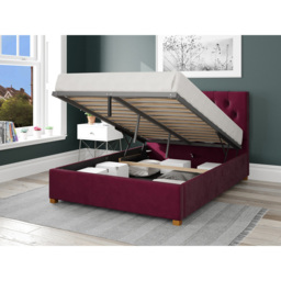 Aspire Olivier King Size Berry Plush Velvet Ottoman Bed - Purple - Aspire Beds - Wilko - thumbnail 3